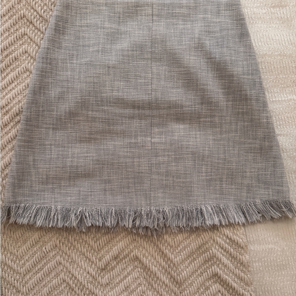 Rebecca Taylor Gray Fringe Pencil Skirt